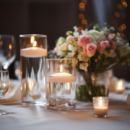 48 Pack White Floating Candles 3 inch Unscented Floating Candles for Centerpieces 8 Hours Long Burn Time-3” Floating Candle Bulk for Wedding Cylinder Vases