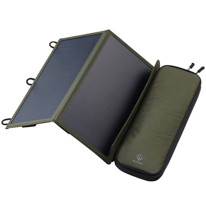 ELECOM NESTOUT Portable Solar Panel, Dual USB-A Ports, 28W Power Generation Charger for Phone Camping, Durable Water-Resistant Ripstop Nylon, Foldable Lightweight, Adjustable Stands (2-Panel)