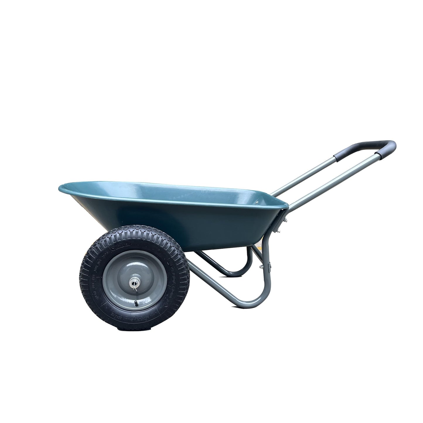 GarveeLife Garden Wheelbarrow Cart, Heavy-Duty Utility with Dual Wheels, Built-in Stand, Ideal for Home, Yard, and Garden - Green