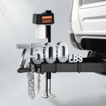 Upgraded 7500LBS Electric Trailer Jack, w/Remote Controls, RV Power A-Frame Tongue Jack with Built-in Spirit Level for Travel Trailer, 10.24"-33.46" IP65 Waterproof, 12V DC Wiring, 5.9 Inch Foot Pad