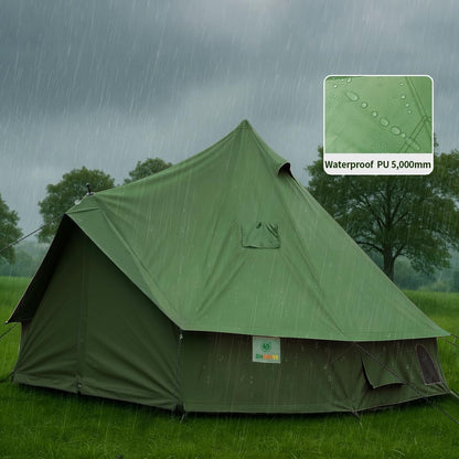 Bell Yurt Tent with Stove Jack, Waterproof Luxury 4 Season Tent 420D Oxford Cloth Green Glamping Tents for Family Outdoor Camping, Hunting, Party, All Year Living (Green Oxford 3M Yurt)