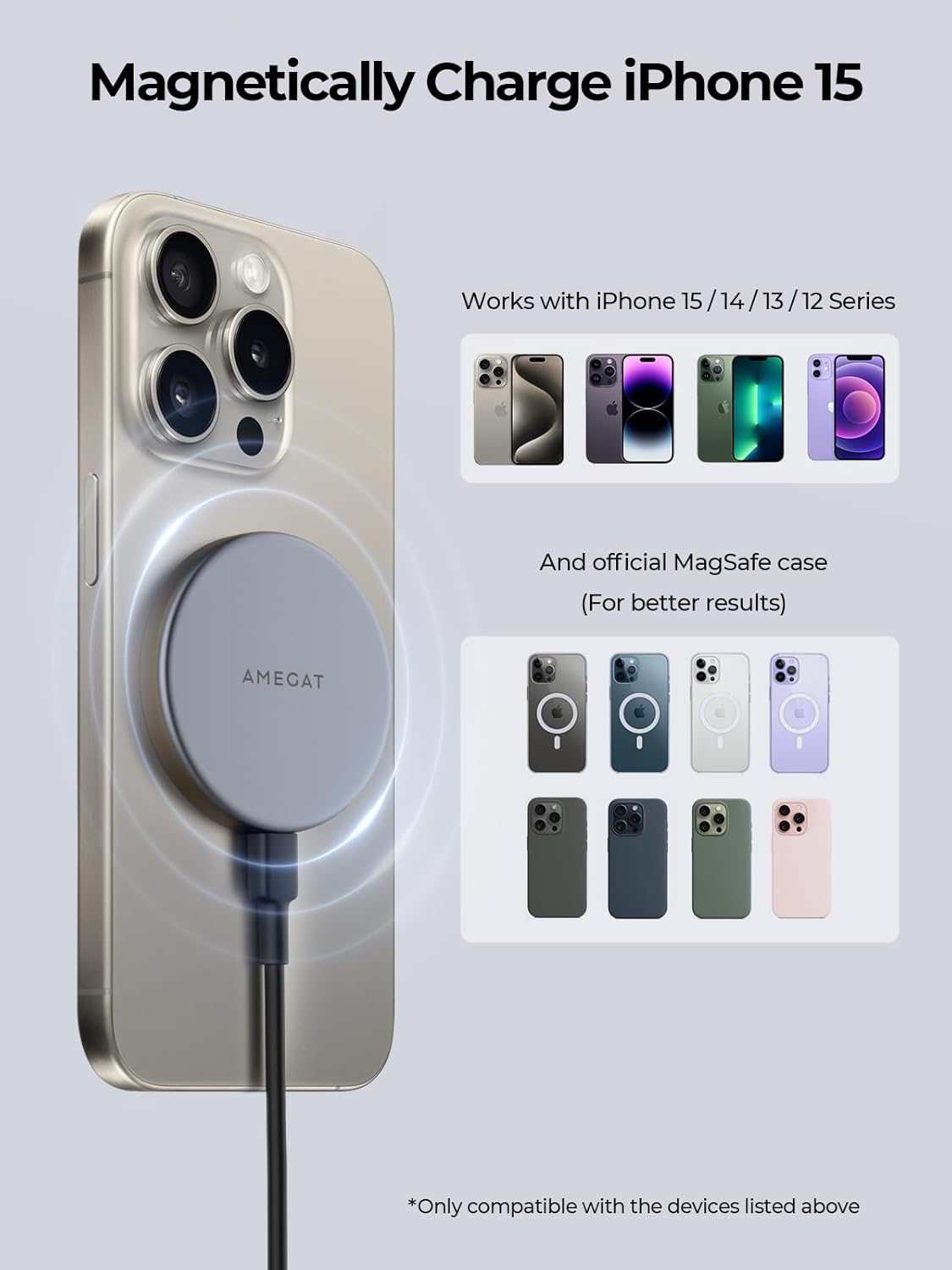 Wireless Charging Pad, MagFusion Aura 15W Fast Charging Qi2 Certified Magnetic Wireless Charger Compatible with MagSafe for iPhone17/16/15/14/13/12 Series