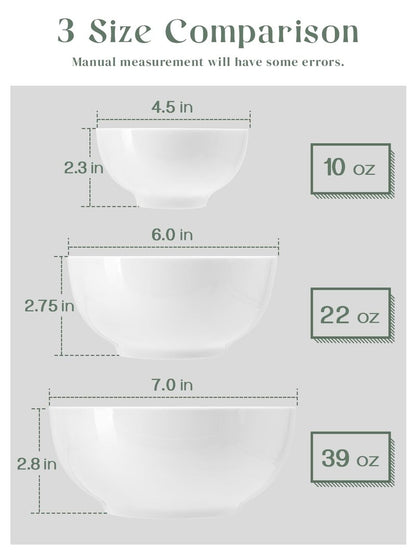 DOWAN 22 OZ White Ceramic Bowls Set of 4 - Perfect for Soup Bowls for Kitchen, Cereal Bowl, Ramen Bowl, Microwave Safe for Oatmeal, Fruit,Salad and Rice Bowl - Dishwasher & Microwave Safe