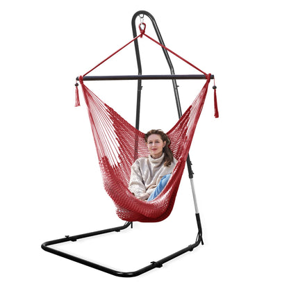 Bathonly Large Hammock Chair with Metal Bar, Caribbean Hammock Swing Chair with Stand, XL Hammock Chair Outdoor Indoor, 330 LBS Weight Capacity