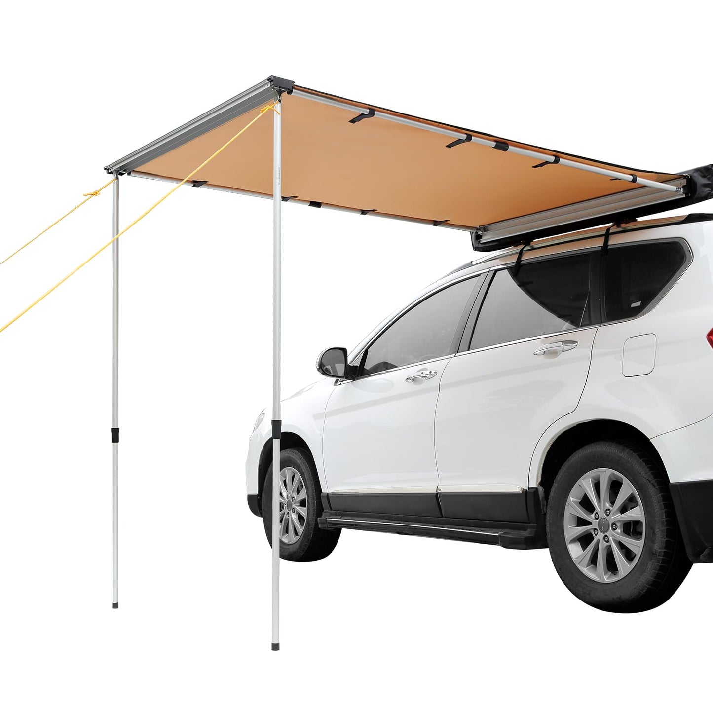 VEVOR Vehicle Awning 4.6'x6.6' Roof Rack Pull-Out Sun Shade UV50+ PU3000mm, Retractable Weatherproof 4x4 Side Awning for SUV Outdoor Camping & Overland (Hardware Included), w/Waterproof Storage Bag