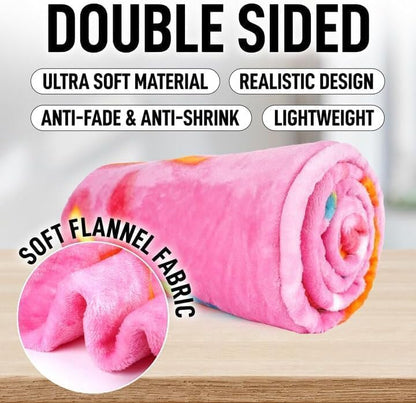 Zulay Giant Double Sided Glazed Donut with Gift Box Packaging - Novelty Blanket for Adults & Kids - Soft Flannel Round Glazed Donut Blanket for Indoors, Outdoors, Travel, Home, 285 GSM - 71 Inches
