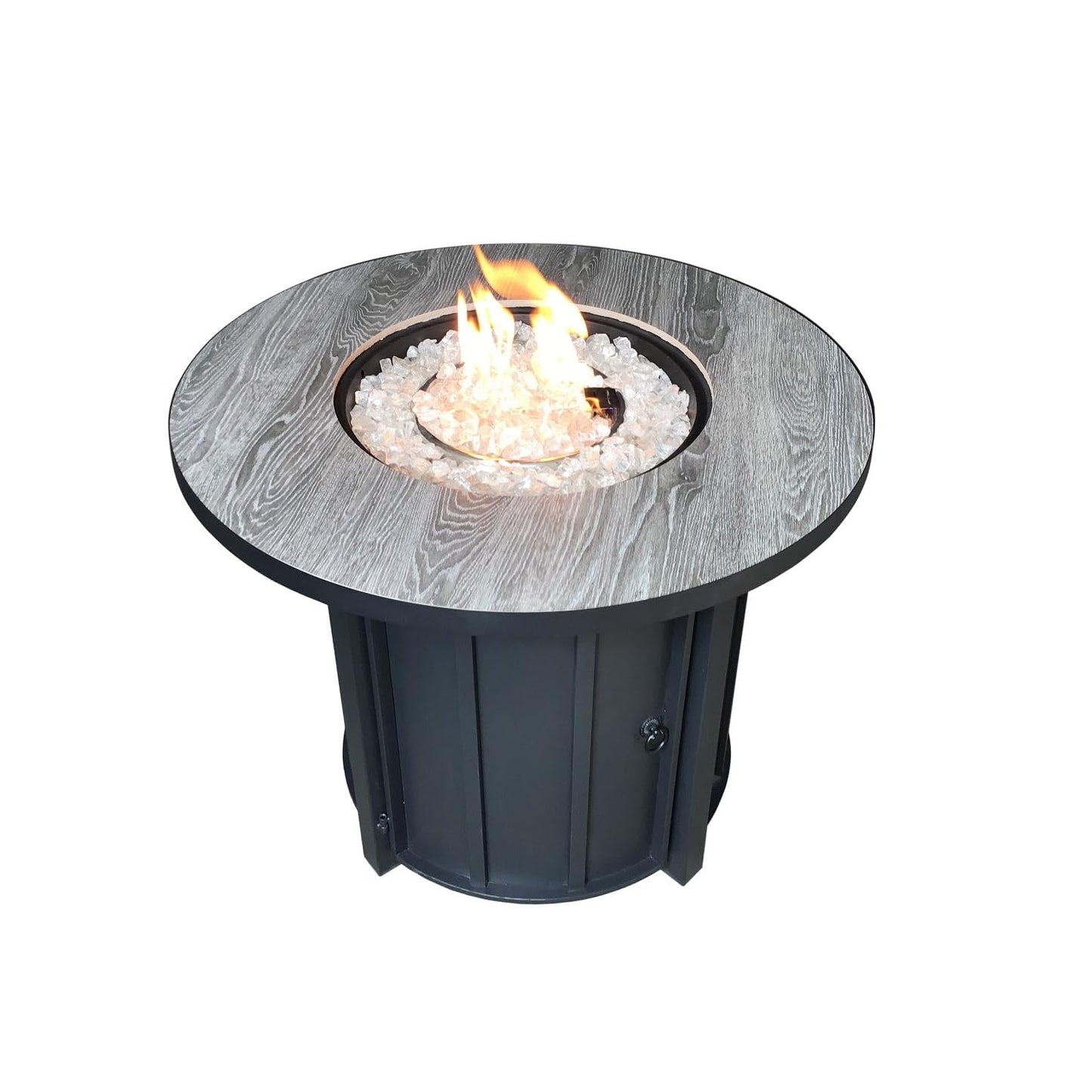 Hiland AFP-FWT Faux Wood Top 40,000 BTU Round Propane Fire Pit, Gray
