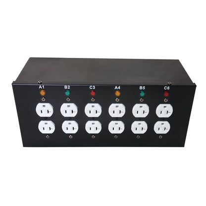 JUNMAN 6 Channel L14-30 to 12 Edison Power Distro Distributor Box for Stage DJ Lighting Party Event Show