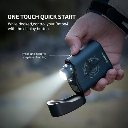 OLIGHT Baton4 Premium Edition EDC Flashlights 1300 Lumens with Type-C Charging Box, Powered by Rechargeable Battery, Small Bright Light IPX8 Waterproof for Emergencies, Outdoors (Guidance)