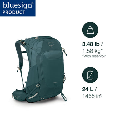 Osprey Manta 24L Men's Hiking Backpack with Hydraulics Reservoir - Hydration Pack with Water Bladder, Torrent Blue