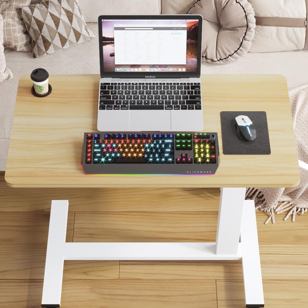 Furist Overbed Beside Table,Bed Desk,Hospital Bedside Table,Pneumatic Mobile Laptop Computer Standing Desk Cart with Tray