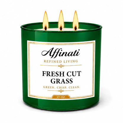 Affinati Fresh Cut Grass 3-Wick Candle - 17 oz Luxury Soy Blend Wax Candle, Long-Lasting Home Fragrance