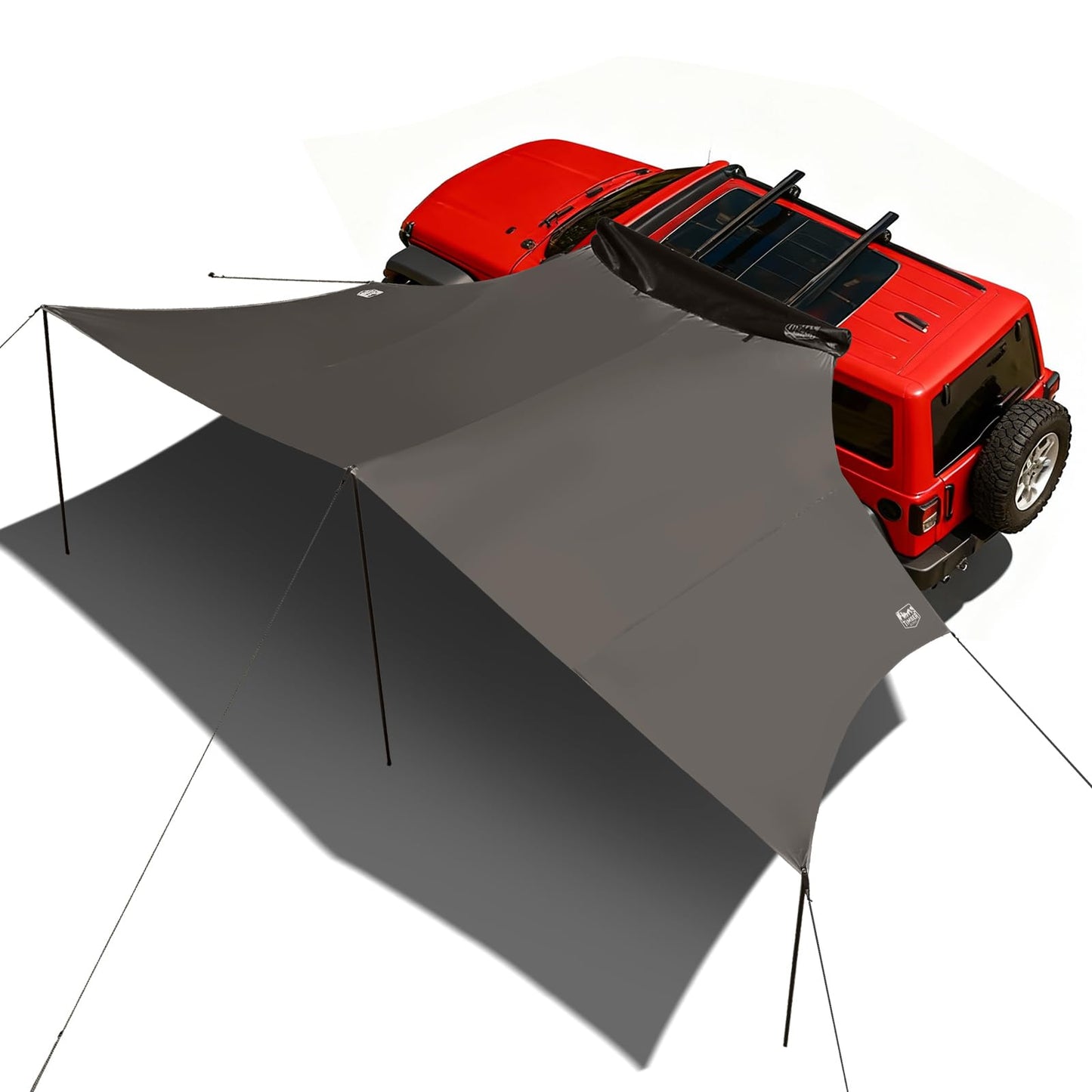 TIMBER RIDGE 19x9.8ft Retractable Car Awning with Blackout Coating, 186ft² Roof Rack Pull-Out Sun Shade Overland Camping, UPF50+ Waterproof Sun Shelter for Vehicle/Truck/Jeep/SUV/Van Tan