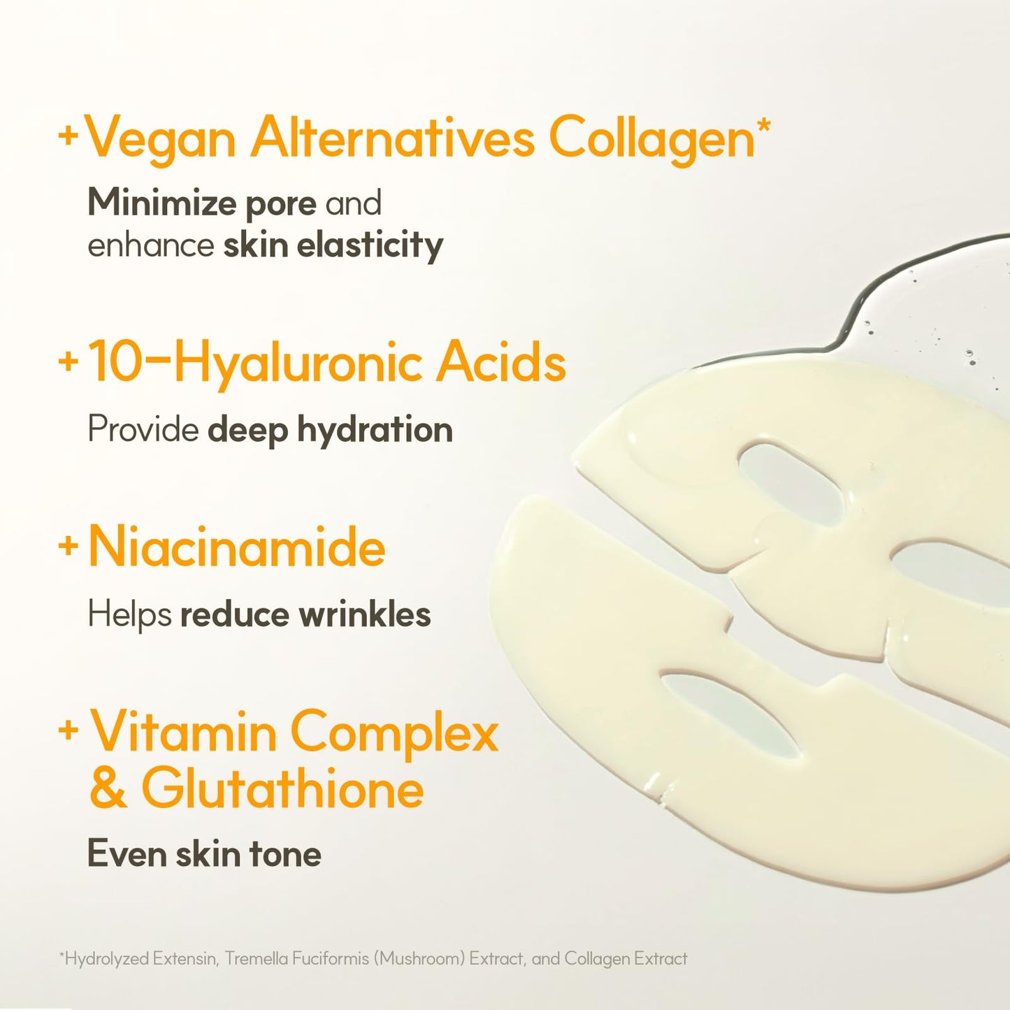THE FACE SHOP Original Vegan Collagen Face Mask, Korean Glass Skin Essential, Peptide Hydrogel Mask for Firming & Skin Elasticity, Moisturizing, 4EA