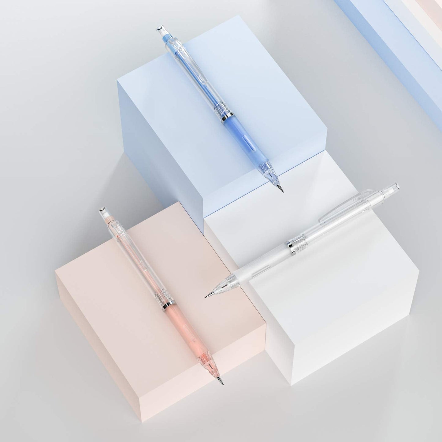 Nicpro 23PCS Pastel Mechanical Pencil 0.5 & 0.7 mm with Case for School, with 12 tubes HB Lead Refills, 3 Erasers, 9 Eraser Refills For Student Writing, Drawing, Sketching, Blue & Pink & White Colors