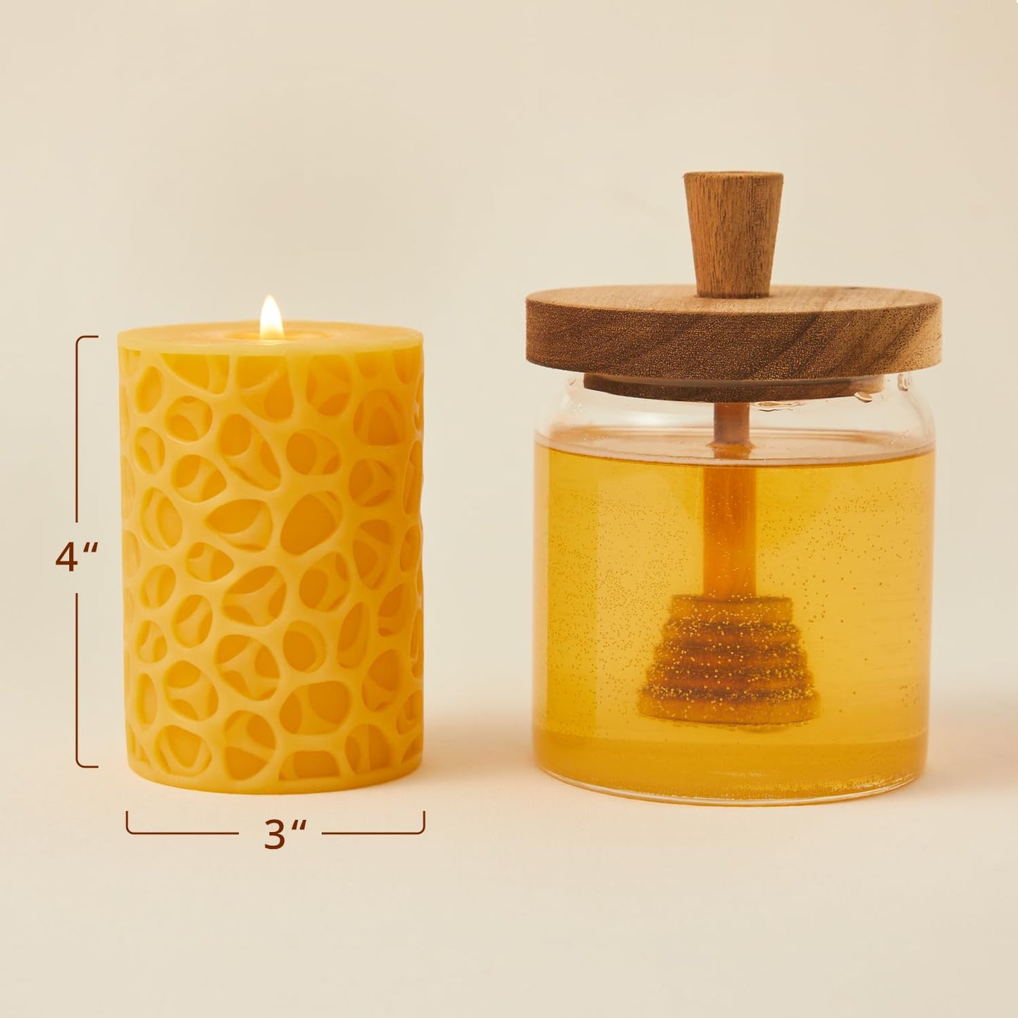 Ashlux Beeswax Pillar Candles 3x4 inch, 100% Pure Beeswax Candles-116 Hours Long Burning, Unscented and Dripless Pillar Candles Bulk for Christmas Lights,Wedding,Parties, Spas,Home Decorative