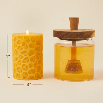 Ashlux Beeswax Pillar Candles 3x4 inch, 100% Pure Beeswax Candles-116 Hours Long Burning, Unscented and Dripless Pillar Candles Bulk for Christmas Lights,Wedding,Parties, Spas,Home Decorative
