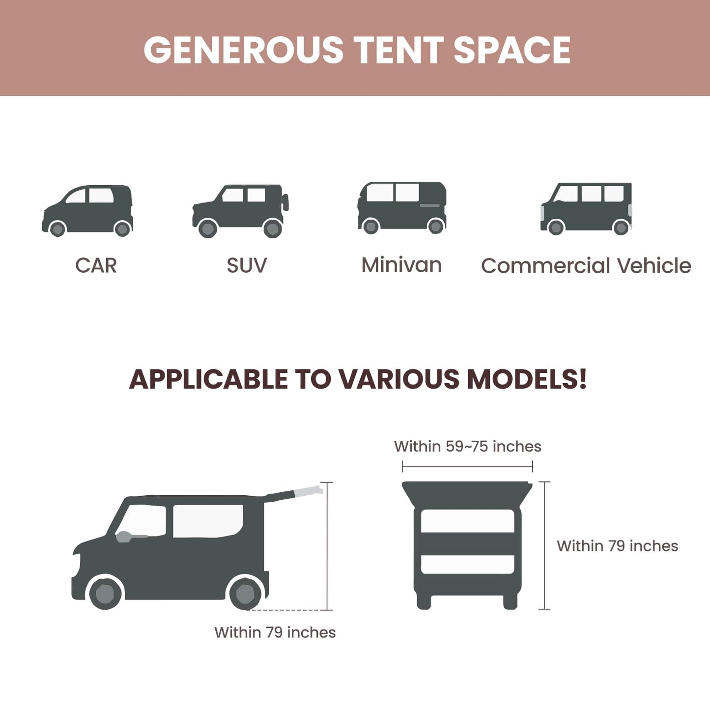 S'more Etana SUV Tent for Camping, Waterproof Car Tent, Easy Setup for Car Camping, Family Glamping, 13' W X 13' L X 5.9' H