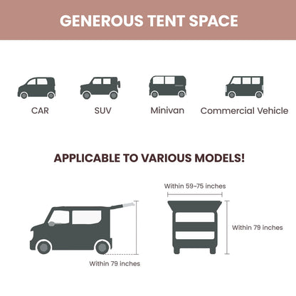 S'more Etana SUV Tent for Camping, Waterproof Car Tent, Easy Setup for Car Camping, Family Glamping, 13' W X 13' L X 5.9' H