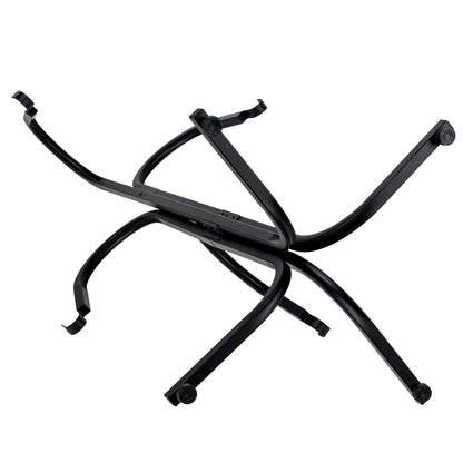 MyGift Floor Standing Planter Pot Stand, Industrial Matte Black Metal Heavy Duty Freestanding Plant Basket Hanger Rack with 4 Way Hanging Hooks