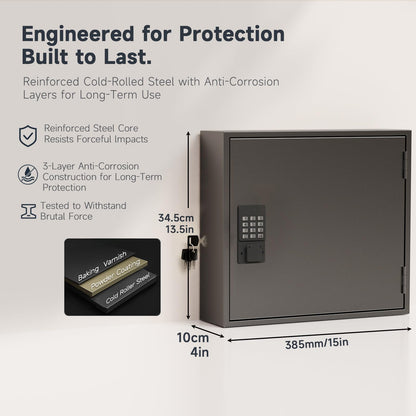 WeHere 90 Key Lock Box, Smart Key Cabinet with Key Management System, App, Bluetooth, Dynamic/Static Password, WiFi Unlock(Sold Separately), Wall-Mount Commercial Key Storage Box for Office, School