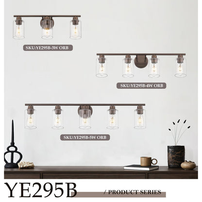 Emliviar 3-Light Vanity Light Fixture, Oil Rubbed Bronze, Fluted Ripple Glass, 23.5 Inch, Model YE295B-3W ORB