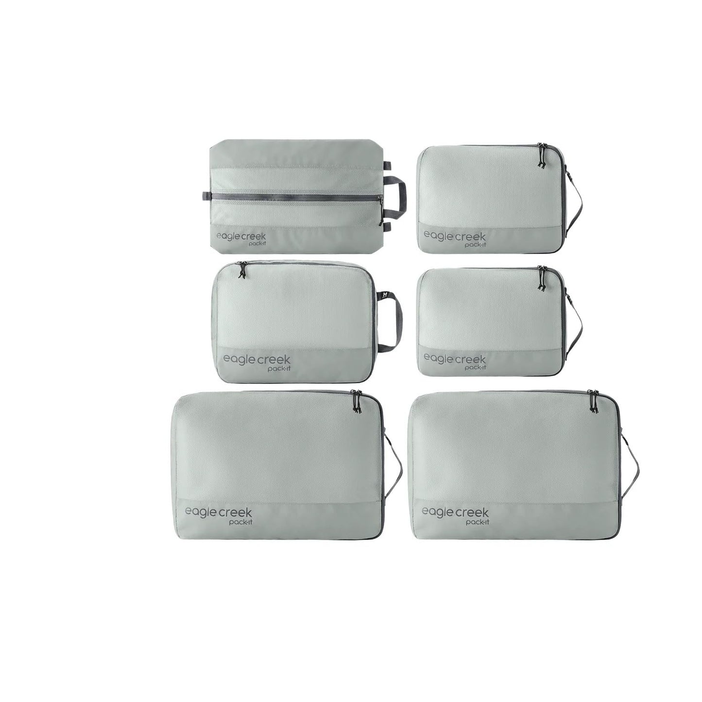 Eagle Creek Pack-It Reveal Extended Stay Set - Compression Travel Packing Cubes Set - Eco-Friendly - Quick-Drying, Water-Resistant Fabric - Pack of 6 - Storm Grey