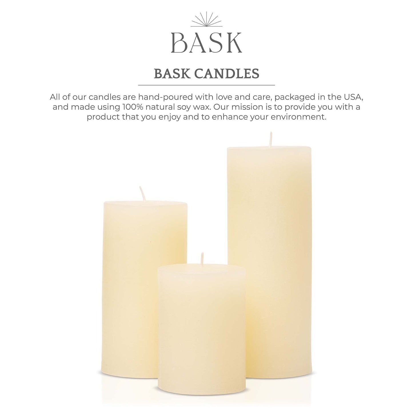 BASK Mottled Pillar Candles - Unscented Ivory Pillar Candles Set of 3 - Dripless, Smokeless for All Occasions