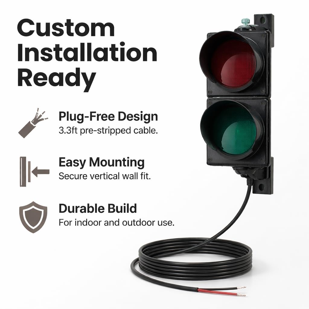 LED Traffic Stop Go Light Kit, 4-Inch Stop and Go Signal Light,Remote Control IP65 Waterproof Industrial LED Stop Go Signal Light for Loading Dock, Parking Lot, Warehouse & Garage Decor (2-Light)