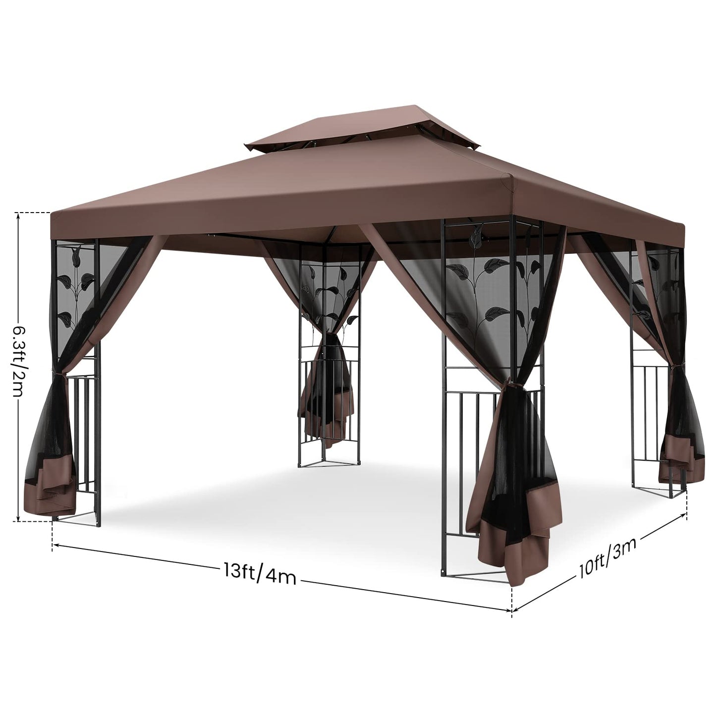 COBIZI Gazebo with Improved Cold-Proof Nettings Winter Gazebos on Clearance Heavy Duty Gazebos Double Roof with Metal Frame Gazebo Tent for Patio, Deck (Frame Thickened)