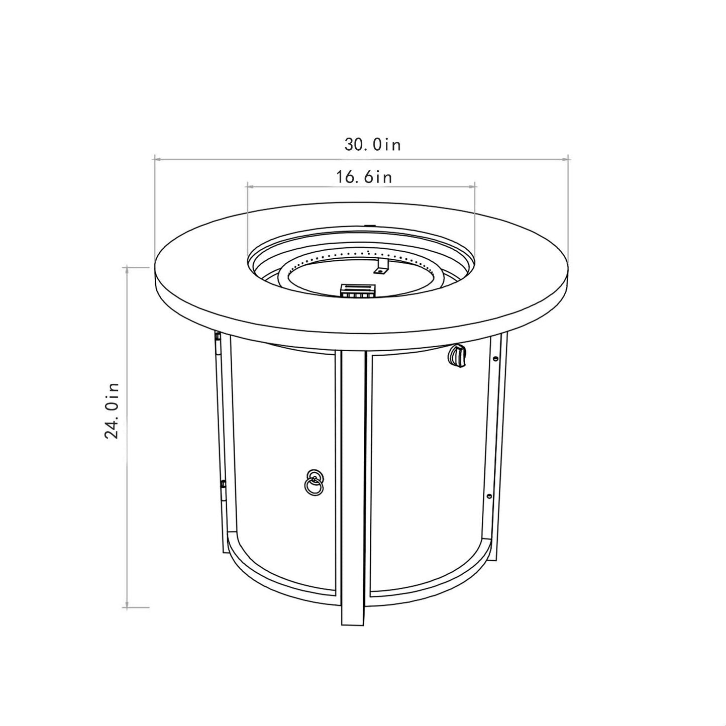 GDFStudio 30" Round Propane Fire Pit Table, 50000 BTU Outdoor Gas Heater with Steel Top & Wicker Base, for Patio, Deck, Garden, Black