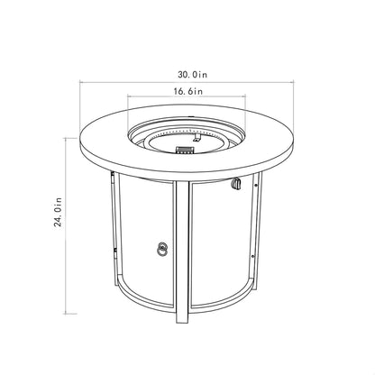 GDFStudio 30" Round Propane Fire Pit Table, 50000 BTU Outdoor Gas Heater with Steel Top & Wicker Base, for Patio, Deck, Garden, Black