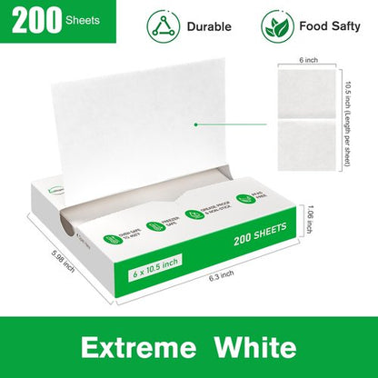 EcoDispose Precut POP UP Deli Paper Sheet Pack of 200, Interfolded Heavy Paper for Food Wrap and Serving (6" x 10-1/2", White）