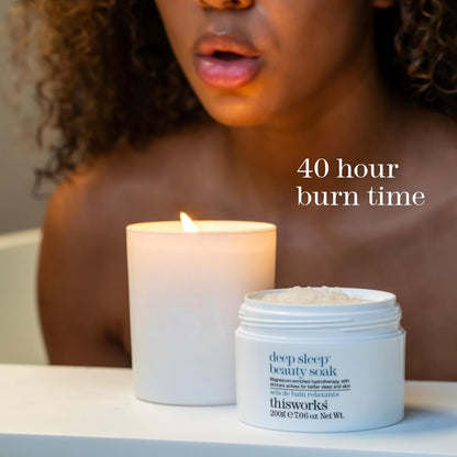 This Works Deep Sleep Heavenly Candle, 220 g - Luxury Candle Enriched with Essential Oils of Lavender, Camomile and Vetivert - Hand Poured Scented Candle with a 40hr Burn Time for a Calming Experience