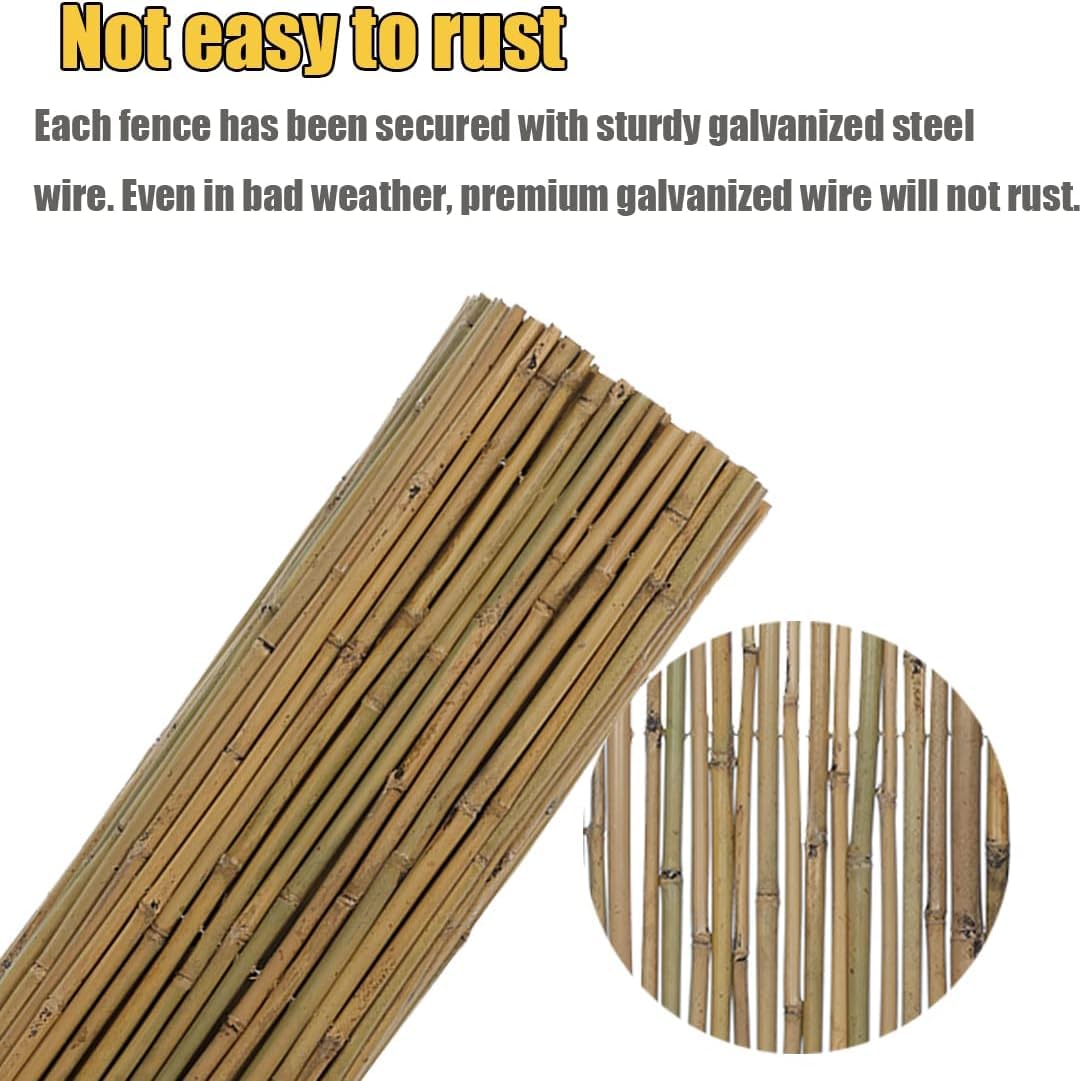 Jollybower 3Ft High x 8Ft Long x 0.7In D Bamboo Screen, Natural Bamboo Fence Rolls, Eco-Friendly Fencing for Outdoor Balcony Patio Garden Border Pool