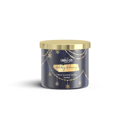 Candle-lite Scented Candles, Holiday Hideaway Scent, 14 oz 3-Wick Jar Candle, Proudly Poured in USA, Christmas Home Decor Candle, 45 Hours of Burn Time, Ideal Gift for Men and Women