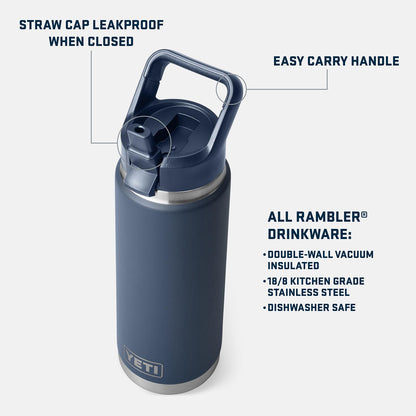 YETI Rambler 26 oz Bottle, Vacuum Insulated, Stainless Steel with Straw Cap, Wetlands Camo