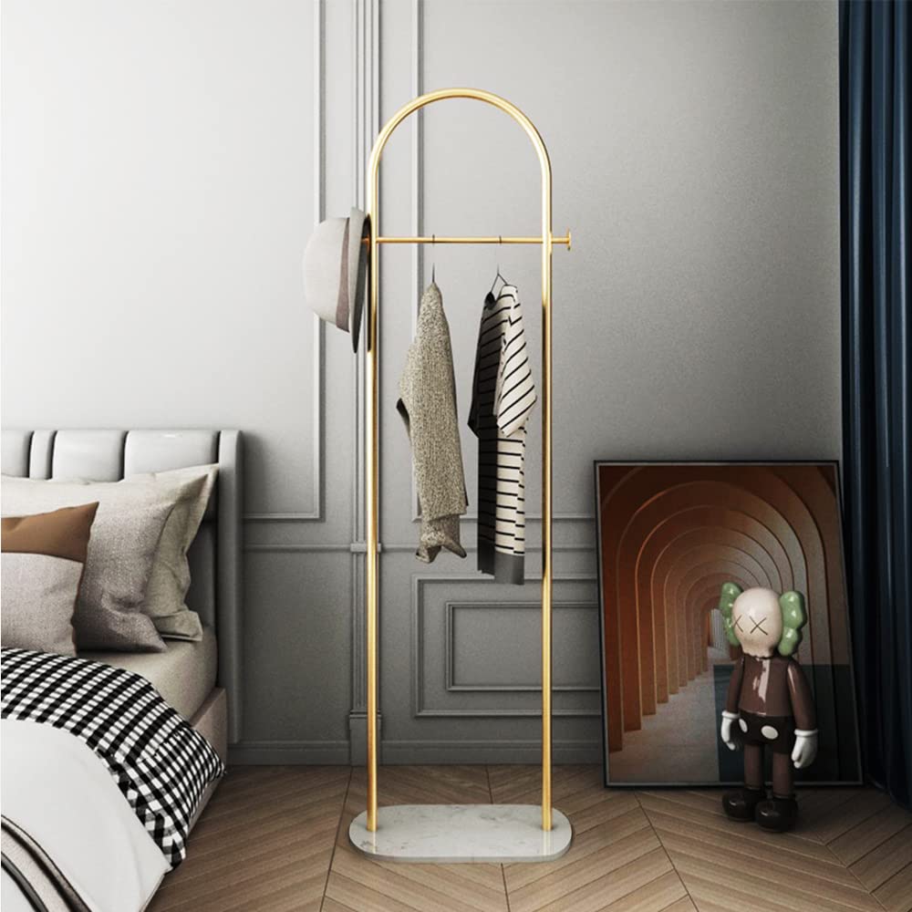 HKaikzo Gold Coat Rack, Modern Garment Rack with Marble Base, Heavy-duty Clothing Racks Freestanding, Can Hang Clothes, Hat, Scarf, Organize Shoes 19.7" W