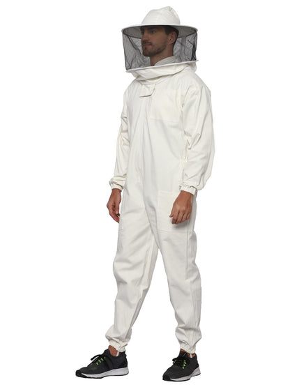 BEEATTIRE Professional Bee Suit With Round Hood Veil- Thick Cotton Bee Suit Sting-less Protection Pro Beekeeper Suit Bee Keeper Suite Trajes De Apicultura Beekeeping Coverall With Bee Gloves 3XL