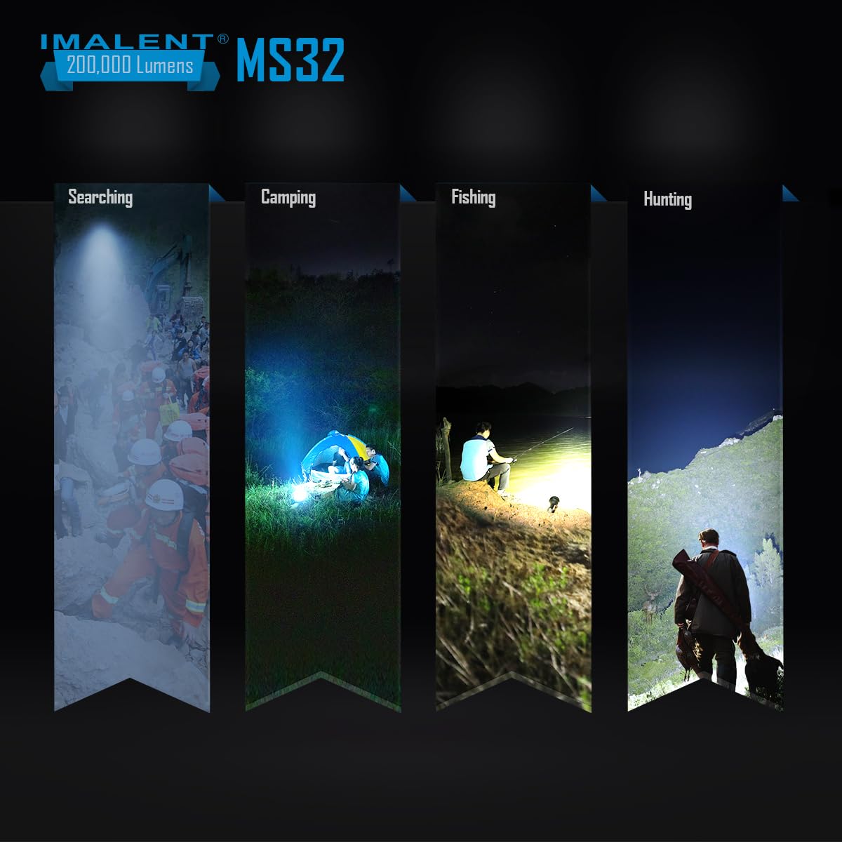 IMALENT MS32 Rechargeable LED Flashlight 200,000 Lumens, High Lumen Output with Powerful Illumination, Long Range 1618M, Bright Outdoor Flashlight for Camping, Emergency, Search Use (Warm Light)