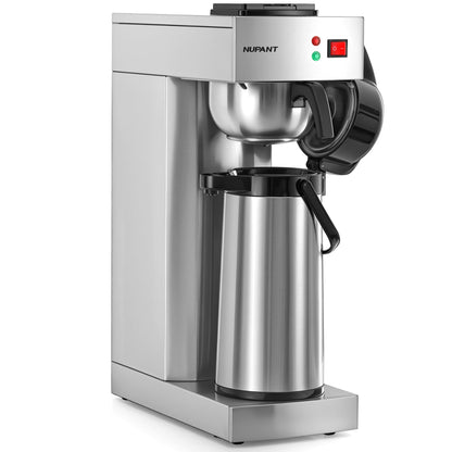 NUPANT Commercial Airpot Coffee Brewer 2.2L/74oz Dirp Coffee Maker with 24H Insulated Thermal Carafe Stainless Steel Pour Over Coffee Machine 120V/1450W COFFEE Dispenser for Café Restaurant Cafateria