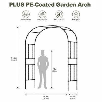 Carotex Garden Arch, 94.5’’x59.1’’ Arbor Trellis, Garden Arch Trellis for Climbing Plants Outdoor, Arbor for Flower, Climbing Vine Vegetable, Fruit and Lawn(Black)