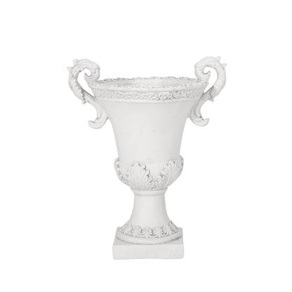 Garden Urn Planter – Roman Design, Faux-Stone Finish, Weather-Resistant for Indoor/Outdoor Use, Multi-Purpose Planter with Drainage Hole and Stopper