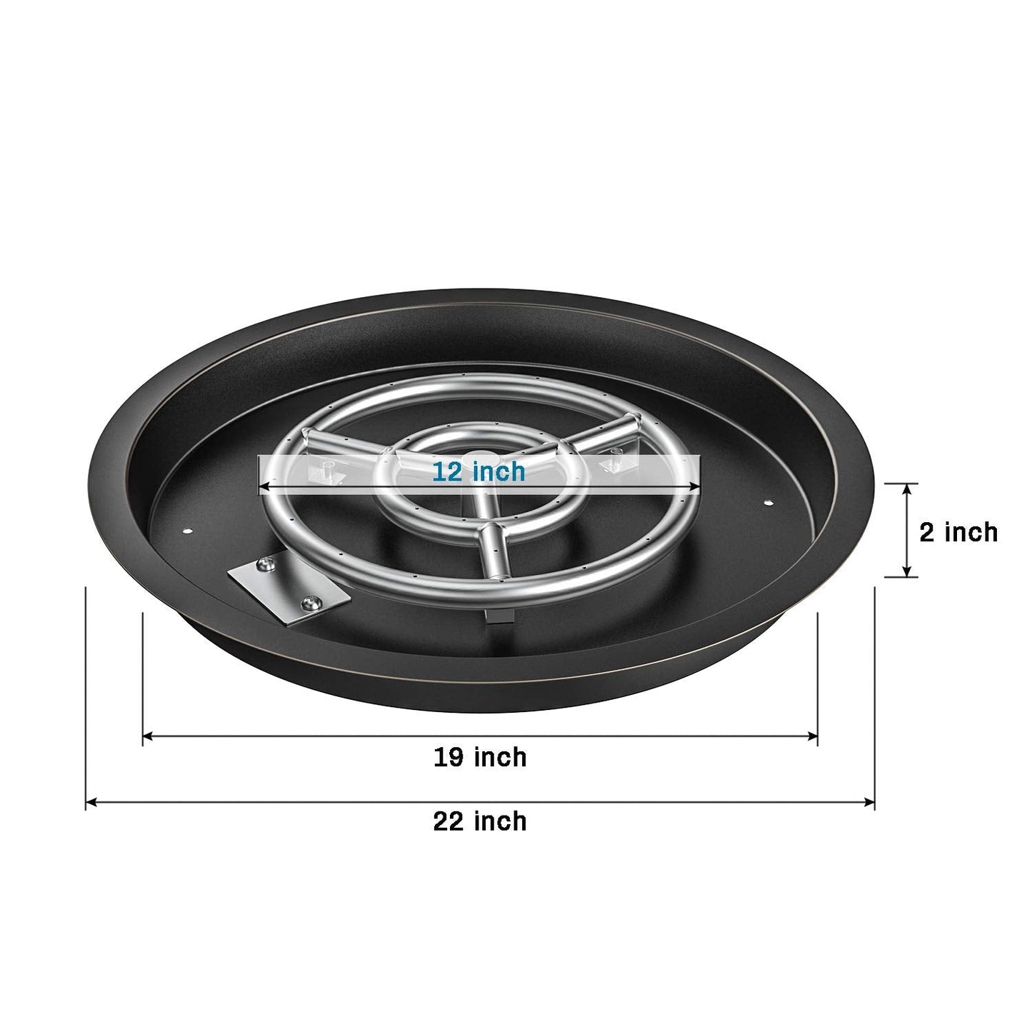 Skyflame Round Fire Pit Burner Pan Fire Bowl with Burner Ring - Drop-in Style - Made of Stainless Steel - 19 inch