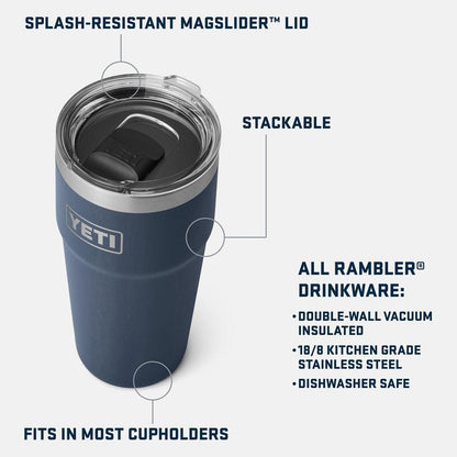 YETI Rambler 20 oz Stackable Tumbler, Stainless Steel, Vacuum Insulated with MagSlider Lid, Venom