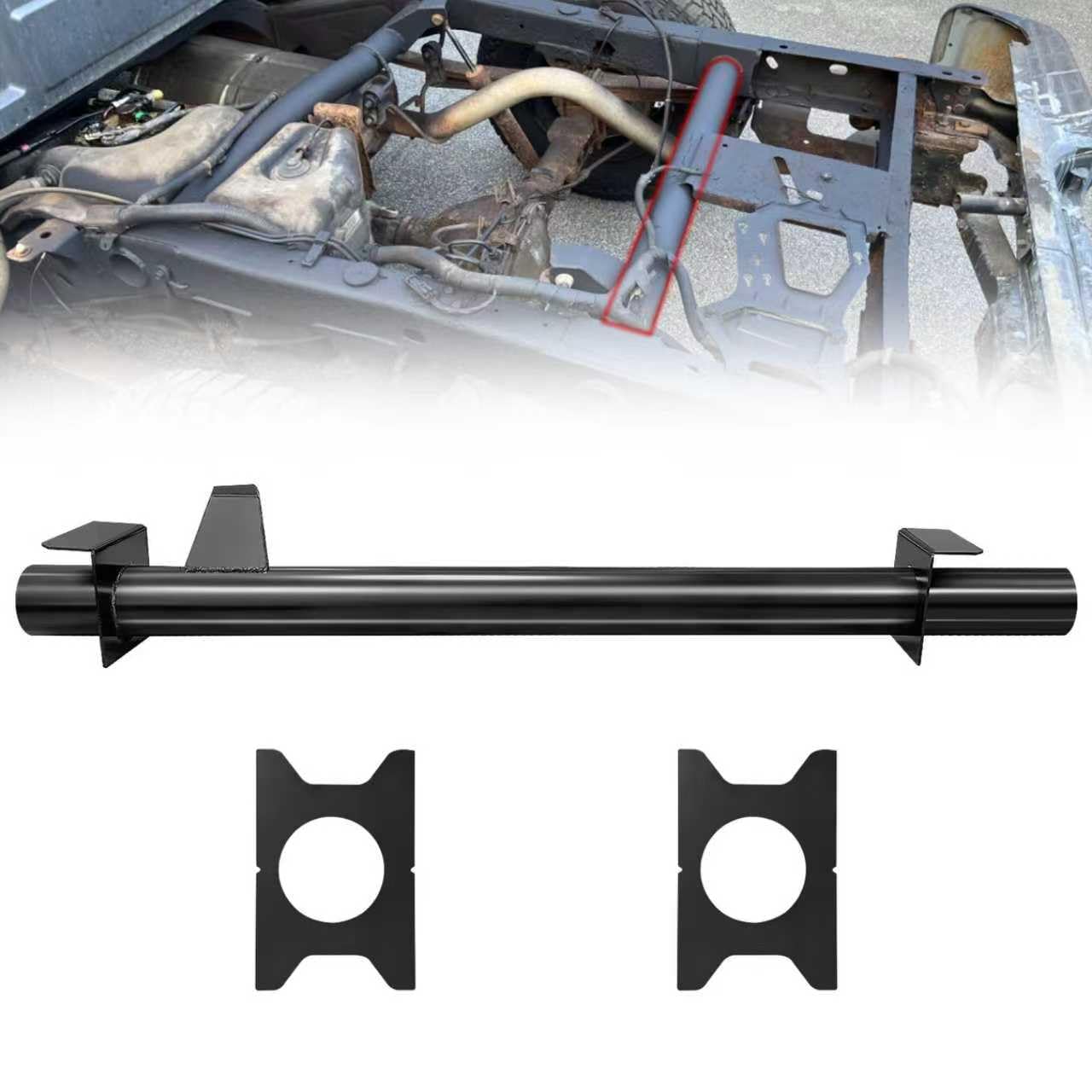 FomanXtre Rear Fuel Tank Support Crossmember and Rear Upper Shock Mount Crossmember Rear Spare Tire Support Plate Shock Mount Frame Compatible with 2007-2014 Chevy Silverado 1500 GMC Sierra 1500