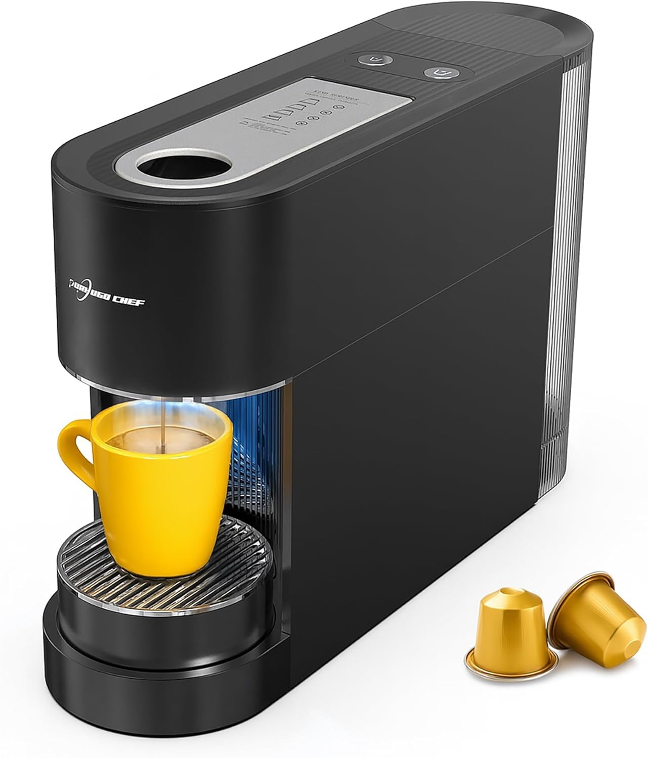 PURHUGO CHEF Espresso Machine Coffee Makers, Compatible with Nespresso Original Pods, One-Touch with Illuminated Brew Zone, 20 Bar Pump, 33.8oz Removable Tank, Compact Design, CM-C07-A