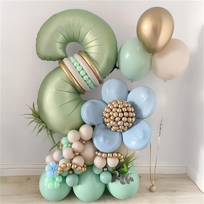Lingqiang Sage Green Number 70 Balloons, 3pc 40 Inch Large Olive Green Foil Number 7 & 0 Balloons for Women, Men, Unisex Adults, Self Inflating 70th Birthday, Anniversary Party Decorations Supplies