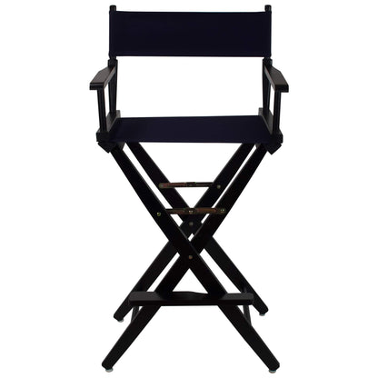Casual Home American Trails Extra-Wide Premium Directors Chair 30" H Bar Height Black Frame Navy Canvas