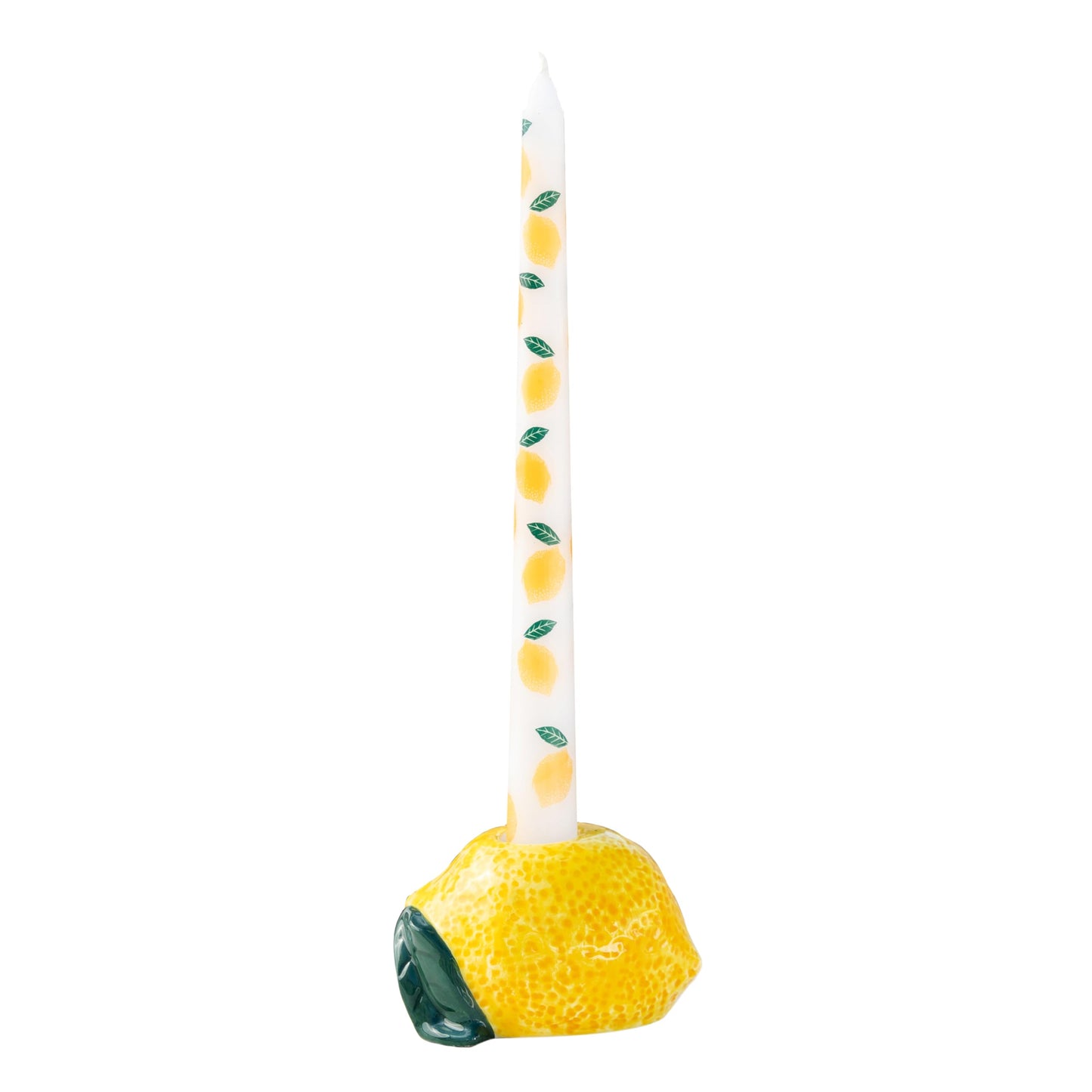 Talking Tables 2 x Lemon Print Tall Taper Dinner Candles, Unscented, Summer Taper Candles for Table Decor & Centrepieces, Fits Candlestick Holders